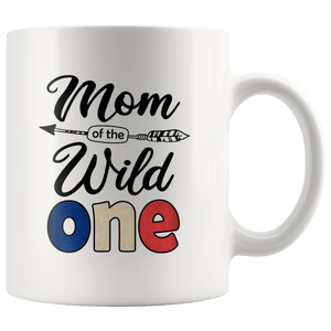 RobustCreative-French Mom of the Wild One Birthday France Flag White 11oz Mug Gift Idea