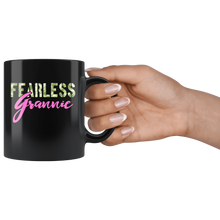 Load image into Gallery viewer, RobustCreative-Fearless Grannie Camo Hard Charger Veterans Day - Military Family 11oz Black Mug Retired or Deployed support troops Gift Idea - Both Sides Printed
