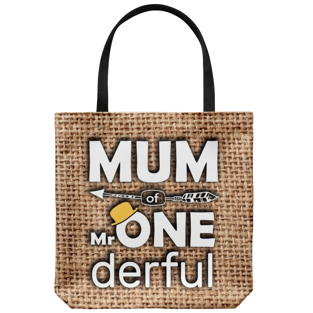 RobustCreative-Mum of Mr Onederful  1st Birthday Baby Boy Outfit Tote Bag Gift Idea