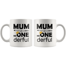 Load image into Gallery viewer, RobustCreative-Mum of Mr Onederful  1st Birthday Baby Boy Outfit White 11oz Mug Gift Idea
