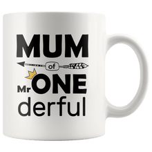 Load image into Gallery viewer, RobustCreative-Mum of Mr Onederful Crown 1st Birthday Baby Boy Outfit White 11oz Mug Gift Idea
