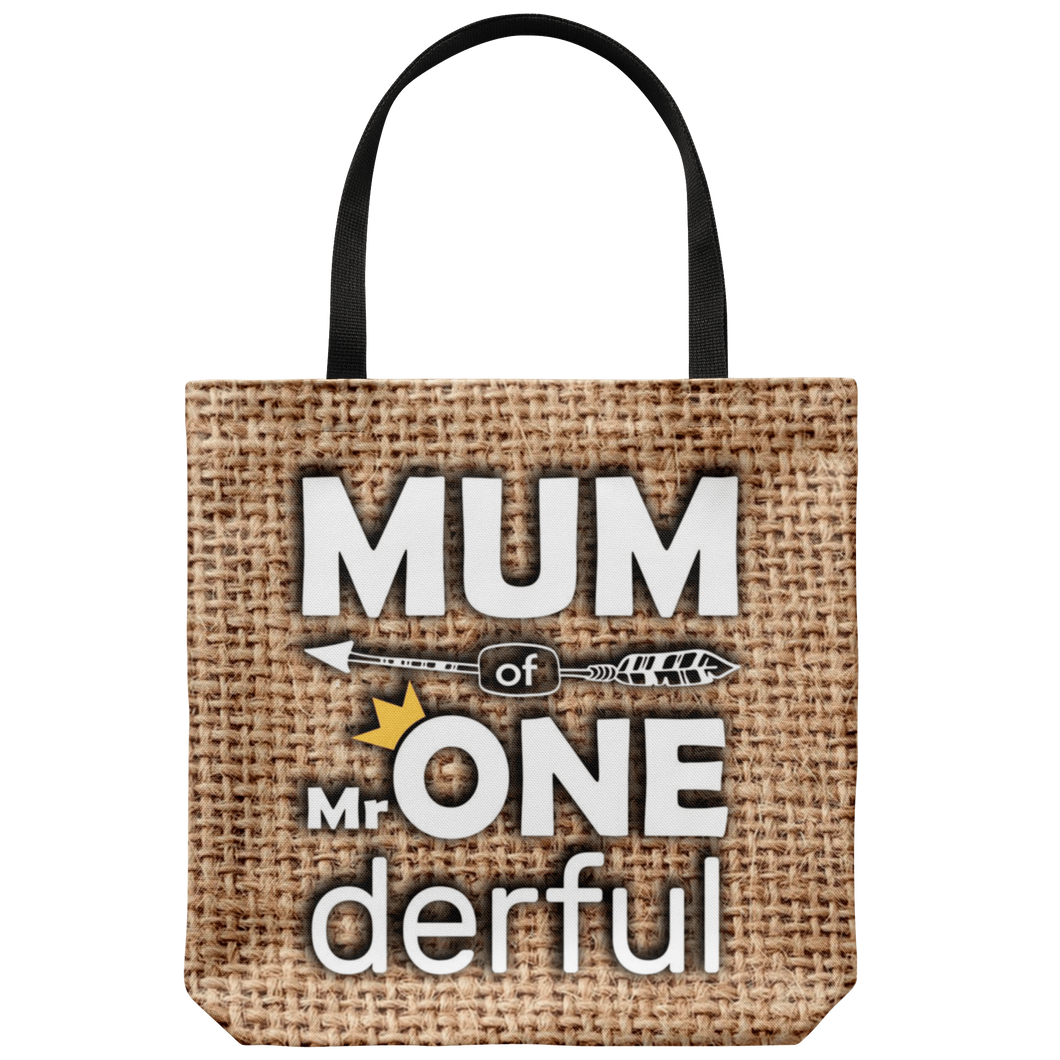 RobustCreative-Mum of Mr Onederful Crown 1st Birthday Boy Im One Outfit Tote Bag Gift Idea