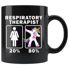 Load image into Gallery viewer, RobustCreative-Respiratory Therapist Dabbing Unicorn 20 80 Principle Superhero Girl Womens - 11oz Black Mug Medical Personnel Gift Idea
