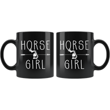 Load image into Gallery viewer, RobustCreative-Michigan Horse Girl Gifts Michiganian Shape Country for women - 11oz Black Mug Riding Lover Gift Idea
