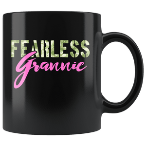 RobustCreative-Fearless Grannie Camo Hard Charger Veterans Day - Military Family 11oz Black Mug Retired or Deployed support troops Gift Idea - Both Sides Printed