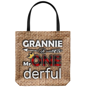 RobustCreative-Grannie of Mr Onederful Crown 1st Birthday Boy Buffalo Plaid Tote Bag Gift Idea