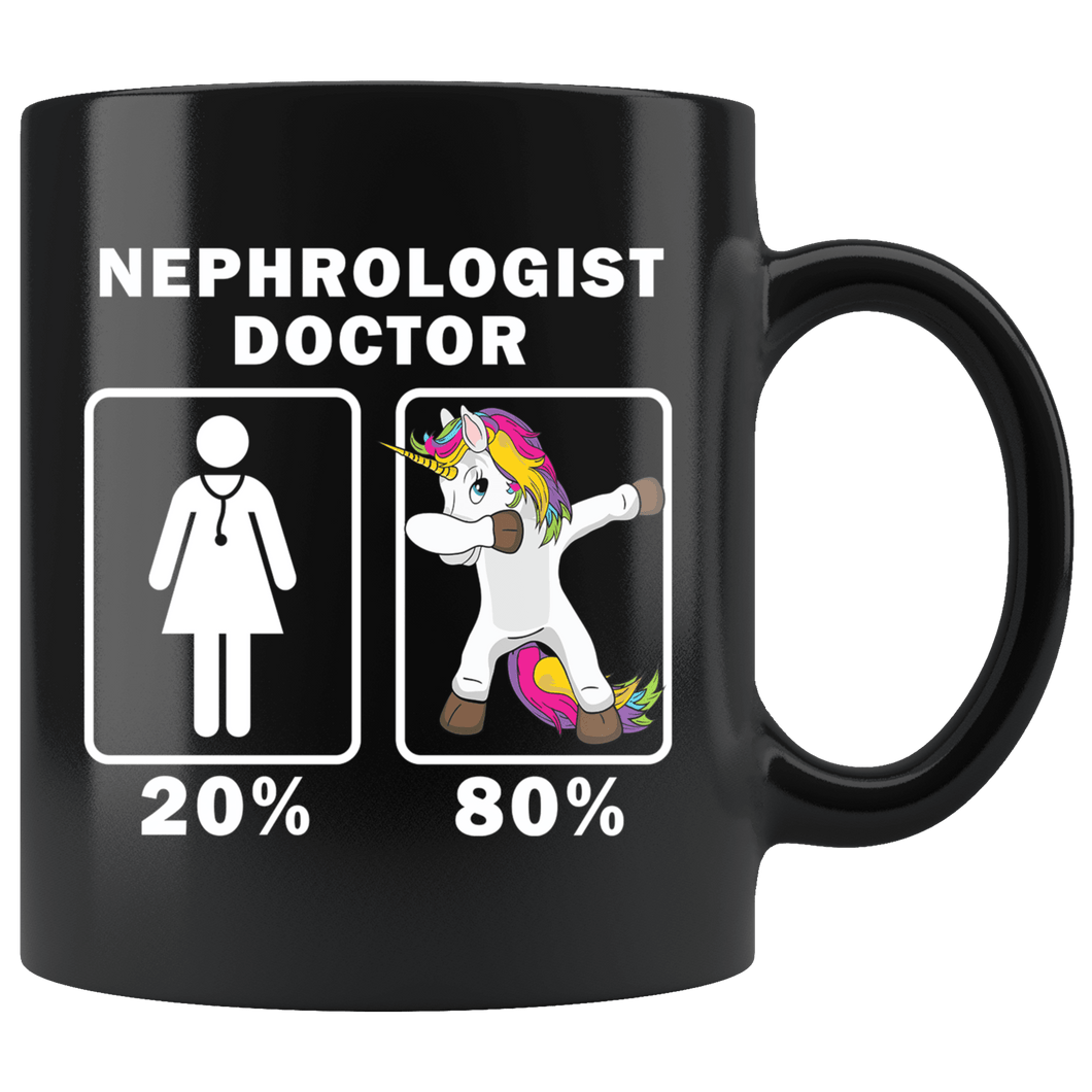 RobustCreative-Nephrologist Doctor Dabbing Unicorn 80 20 Principle Superhero Girl Womens - 11oz Black Mug Medical Personnel Gift Idea