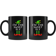 Load image into Gallery viewer, RobustCreative-Im The Sweet Elf Matching Family Christmas - 11oz Black Mug Christmas group green pjs costume Gift Idea
