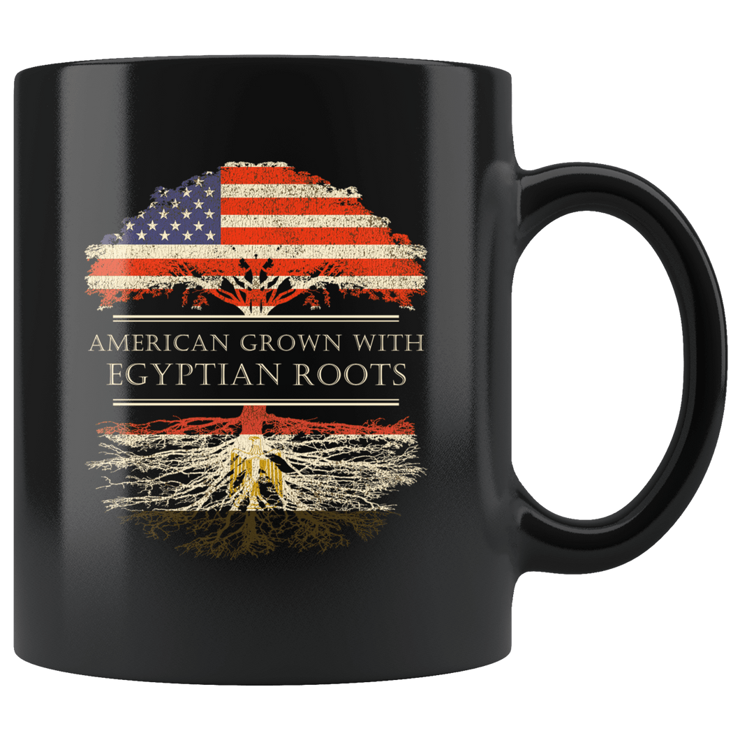 RobustCreative-Egyptian Roots American Grown Fathers Day Gift - Egyptian Pride 11oz Funny Black Coffee Mug - Real Egypt Hero Flag Papa National Heritage - Friends Gift - Both Sides Printed