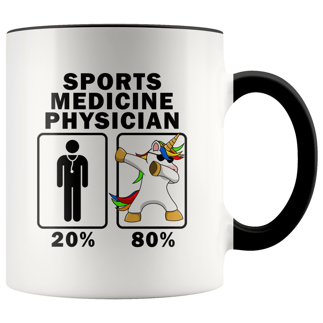 RobustCreative-Sports Medicine Physician Dabbing Unicorn 80 20 Principle Graduation Gift Mens - 11oz Accent Mug Medical Personnel Gift Idea