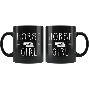 RobustCreative-Nebraska Horse Girl Gifts Nebraskan Shape Country for women - 11oz Black Mug Racing Lover Gift Idea