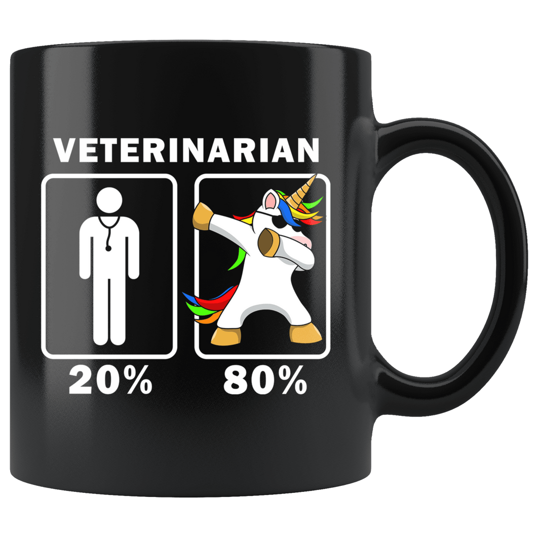 RobustCreative-Veterinarian Dabbing Unicorn 80 20 Principle Graduation Gift Mens - 11oz Black Mug Medical Personnel Gift Idea