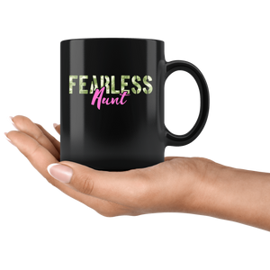 RobustCreative-Fearless Aunt Camo Hard Charger Veterans Day - Military Family 11oz Black Mug Retired or Deployed support troops Gift Idea - Both Sides Printed