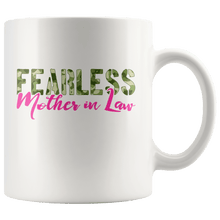 Load image into Gallery viewer, RobustCreative-Fearless Mother In Law Camo Hard Charger Veterans Day - Military Family 11oz White Mug Retired or Deployed support troops Gift Idea - Both Sides Printed
