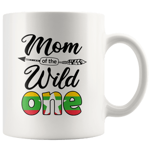 RobustCreative-Burmese Mom of the Wild One Birthday Myanmar Flag White 11oz Mug Gift Idea