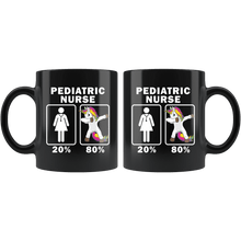 Load image into Gallery viewer, RobustCreative-Pediatric Nurse Dabbing Unicorn 80 20 Principle Superhero Girl Womens - 11oz Black Mug Medical Personnel Gift Idea
