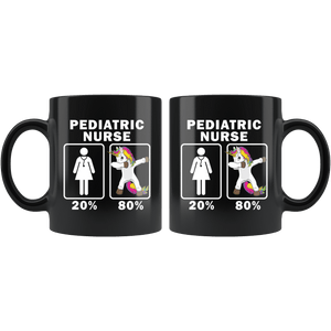 RobustCreative-Pediatric Nurse Dabbing Unicorn 80 20 Principle Superhero Girl Womens - 11oz Black Mug Medical Personnel Gift Idea