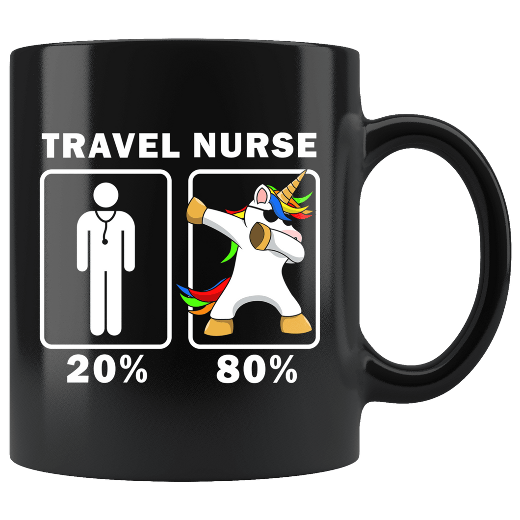 RobustCreative-Travel Nurse Dabbing Unicorn 80 20 Principle Graduation Gift Mens - 11oz Black Mug Medical Personnel Gift Idea