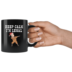 RobustCreative-Llama Dabbing Santa Keep Calm Im Legal Alpaca Peru Cute - 11oz Black Mug Christmas gift idea Gift Idea
