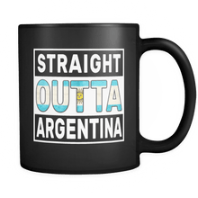 Load image into Gallery viewer, RobustCreative-Straight Outta Argentina - Argentinian Flag 11oz Funny Black Coffee Mug - Independence Day Family Heritage - Women Men Friends Gift - Both Sides Printed (Distressed)
