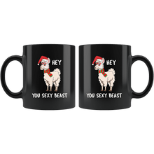 Load image into Gallery viewer, RobustCreative-Llama Dabbing Santa Hipster Glasses Sexy Beast Alpaca Lover Santas Hat - 11oz Black Mug Christmas gift idea Gift Idea
