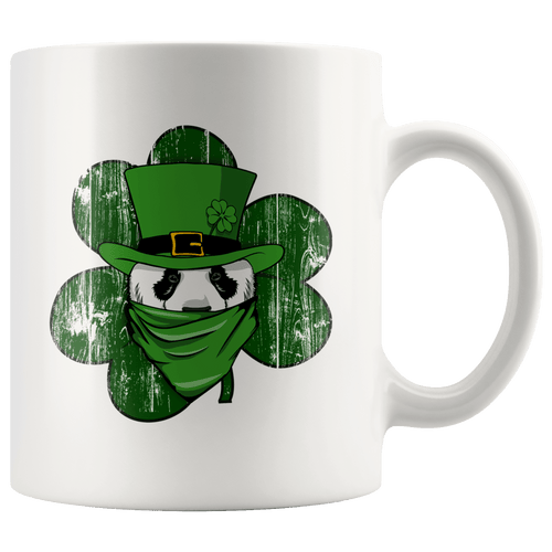 RobustCreative-Panda  St Patricks Day Irish Bandana Vintage Shamrock White 11oz Mug Gift Idea