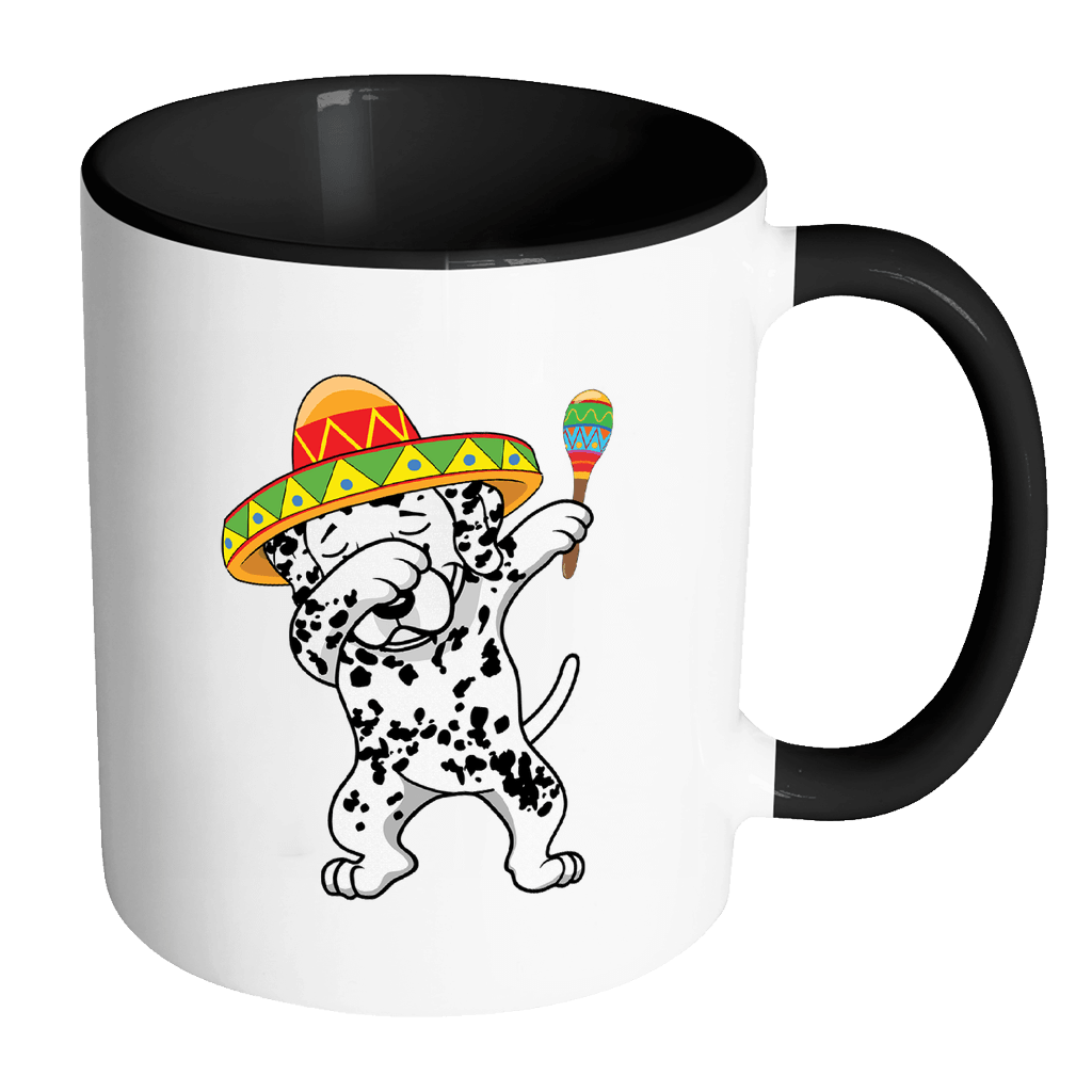 RobustCreative-Dabbing Dalmatian Dog in Sombrero - Cinco De Mayo Mexican Fiesta - Dab Dance Mexico Party - 11oz Black & White Funny Coffee Mug Women Men Friends Gift ~ Both Sides Printed