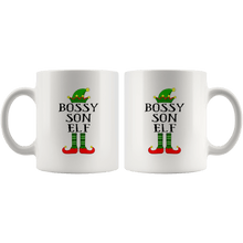 Load image into Gallery viewer, RobustCreative-Im The Bossy Son Elf Family Matching Outfits PJ - 11oz White Mug Christmas group green pjs costume Gift Idea
