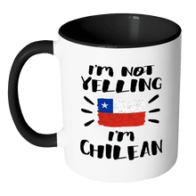 Load image into Gallery viewer, RobustCreative-I&#39;m Not Yelling I&#39;m Chilean Flag - Chile Pride 11oz Funny Black &amp; White Coffee Mug - Coworker Humor That&#39;s How We Talk - Women Men Friends Gift - Both Sides Printed (Distressed)
