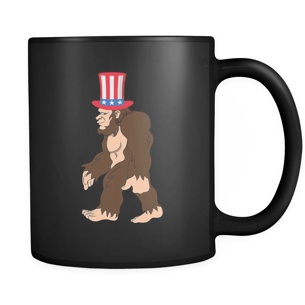 RobustCreative-Bigfoot Sasquatch - 4th of July American Pride Apparel - Merica USA Pride - 11oz Black Funny Coffee Mug Women Men Friends Gift ~ Both Sides Printed