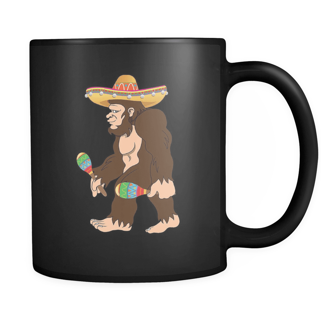 RobustCreative-Bigfoot Maracas Sombrero - Cinco De Mayo Mexican Fiesta - No Siesta Mexico Party - 11oz Black Funny Coffee Mug Women Men Friends Gift ~ Both Sides Printed