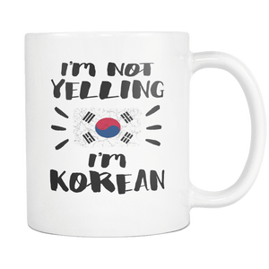 RobustCreative-I'm Not Yelling I'm Korean Flag - South Korea Pride 11oz Funny White Coffee Mug - Coworker Humor That's How We Talk - Women Men Friends Gift - Both Sides Printed (Distressed)