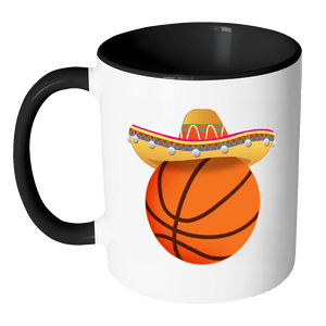 RobustCreative-Funny Basketball Mexican Sport - Cinco De Mayo Mexican Fiesta - No Siesta Mexico Party - 11oz Black & White Funny Coffee Mug Women Men Friends Gift ~ Both Sides Printed