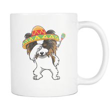 Load image into Gallery viewer, RobustCreative-Dabbing Papillon Dog in Sombrero - Cinco De Mayo Mexican Fiesta - Dab Dance Mexico Party - 11oz White Funny Coffee Mug Women Men Friends Gift ~ Both Sides Printed
