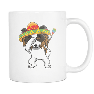 RobustCreative-Dabbing Papillon Dog in Sombrero - Cinco De Mayo Mexican Fiesta - Dab Dance Mexico Party - 11oz White Funny Coffee Mug Women Men Friends Gift ~ Both Sides Printed