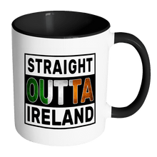 Load image into Gallery viewer, RobustCreative-Straight Outta Ireland - Irish Flag 11oz Funny Black &amp; White Coffee Mug - Independence Day Family Heritage - Women Men Friends Gift - Both Sides Printed (Distressed)
