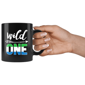 RobustCreative-Sierra Leone Wild One Birthday Outfit 1 Sierra Leonean Flag Black 11oz Mug Gift Idea
