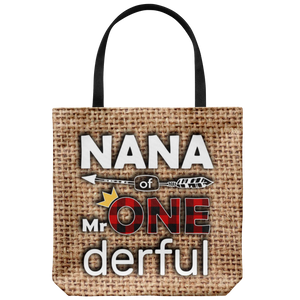 RobustCreative-Nana of Mr Onederful Crown 1st Birthday Boy Buffalo Plaid Tote Bag Gift Idea