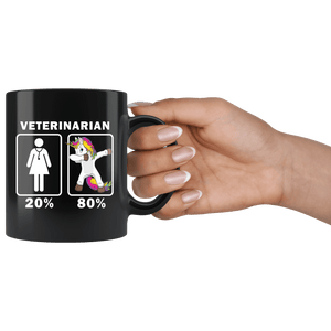 RobustCreative-Veterinarian Dabbing Unicorn 80 20 Principle Superhero Girl Womens - 11oz Black Mug Medical Personnel Gift Idea