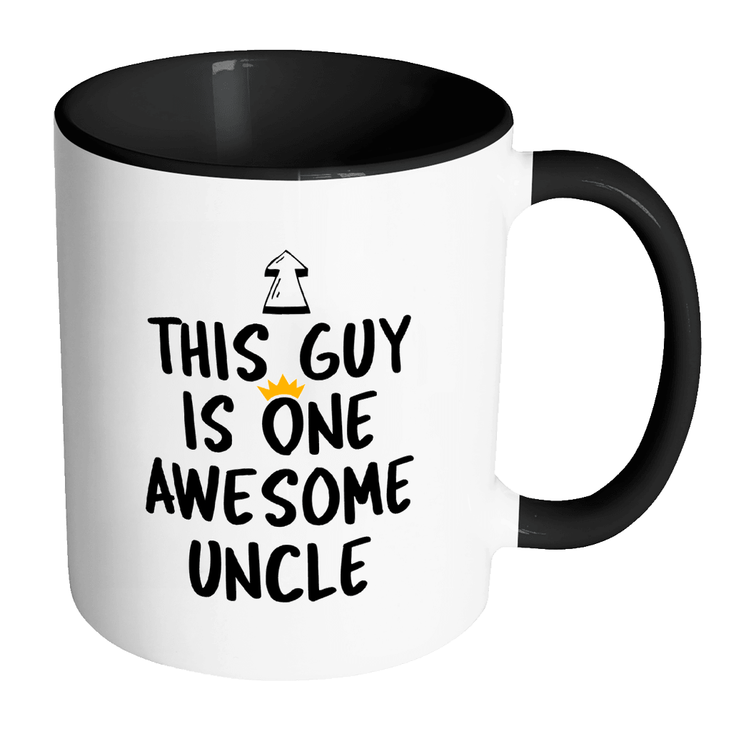 RobustCreative-One Awesome Uncle - Birthday Gift 11oz Funny Black & White Coffee Mug - Fathers Day B-Day Party - Women Men Friends Gift - Both Sides Printed (Distressed)