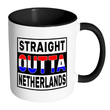 Load image into Gallery viewer, RobustCreative-Straight Outta Netherlands - Dutch Flag 11oz Funny Black &amp; White Coffee Mug - Independence Day Family Heritage - Women Men Friends Gift - Both Sides Printed (Distressed)
