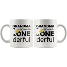 Load image into Gallery viewer, RobustCreative-Grandma of Mr Onederful  1st Birthday Baby Boy Outfit White 11oz Mug Gift Idea
