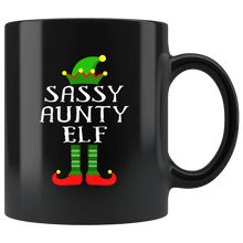 Load image into Gallery viewer, RobustCreative-Im The Sassy Aunty Elf Family Matching Outfits PJ - 11oz Black Mug Christmas group green pjs costume Gift Idea
