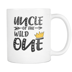 RobustCreative-Uncle of The Wild One Queen King - Funny Family 11oz Funny White Coffee Mug - 1st Birthday Party Gift - Women Men Friends Gift - Both Sides Printed (Distressed)