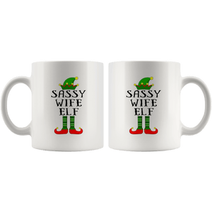 RobustCreative-Im The Sassy Wife Elf Family Matching Outfits PJ - 11oz White Mug Christmas group green pjs costume Gift Idea