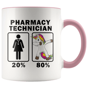 RobustCreative-Pharmacy Technician Dabbing Unicorn 80 20 Principle Superhero Girl Womens - 11oz Accent Mug Medical Personnel Gift Idea