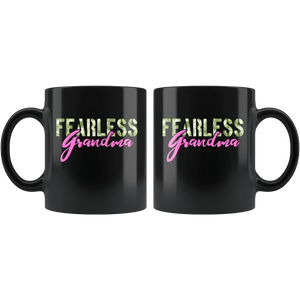 RobustCreative-Fearless Grandma Camo Hard Charger Veterans Day - Military Family 11oz Black Mug Retired or Deployed support troops Gift Idea - Both Sides Printed