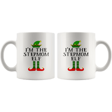 Load image into Gallery viewer, RobustCreative-Im The Stepmom Elf Matching Family Christmas - 11oz White Mug Christmas group green pjs costume Gift Idea
