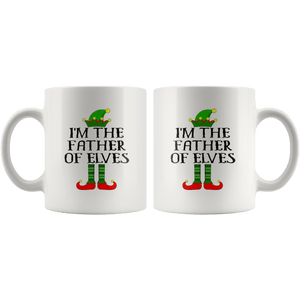 RobustCreative-Im The Father of Elves Family Matching Elf Outfits PJ - 11oz White Mug Christmas group green pjs costume Gift Idea