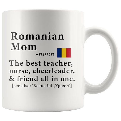 RobustCreative-Romanian Mom Definition Romania Flag Mothers Day - 11oz White Mug family reunion gifts Gift Idea